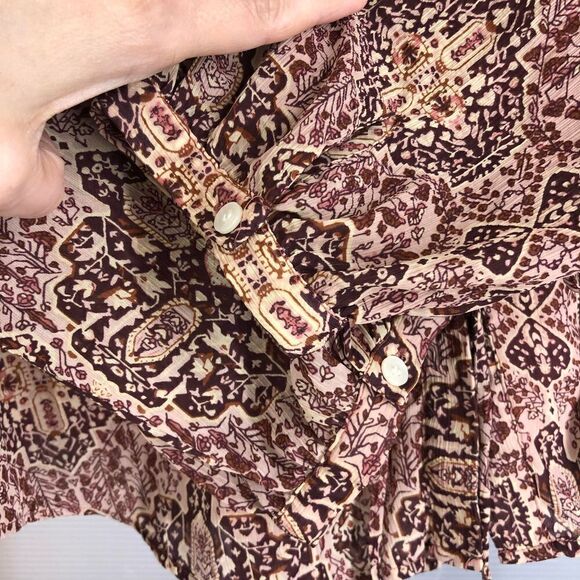 Madewell Kaleidoscope Drawstring Blouse Pink Purple Lined Button Down Blouse Sz - Picture 6 of 9